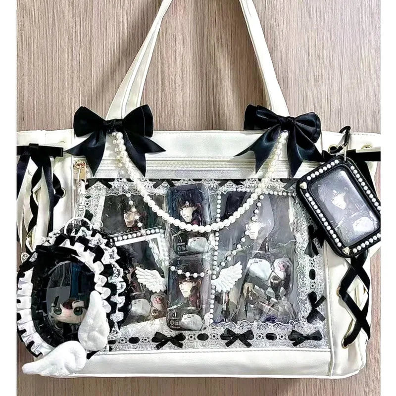 Japanese Cute Ribbon Ita Bag Transparent Lolita Tote Bag