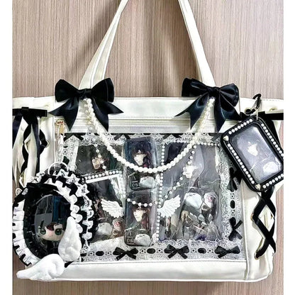 Japanese Cute Ribbon Ita Bag Transparent Lolita Tote Bag