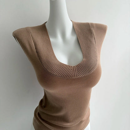 Women's Korean Style V-Neck Slim Fit Knitted T-Shirt