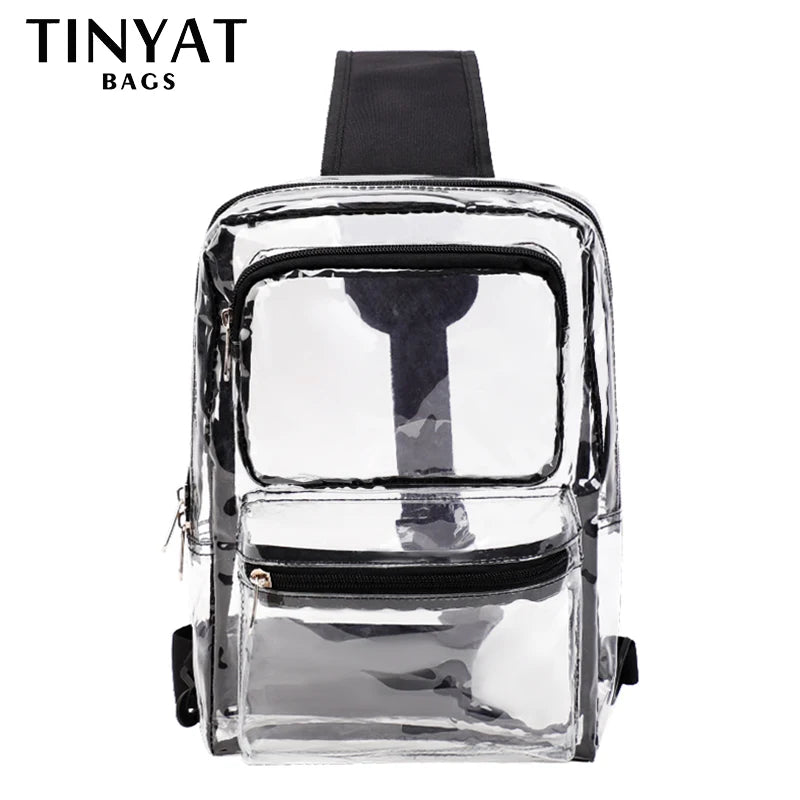 TINYAT Clear PVC Crossbody Sling Bag for Travel & Events