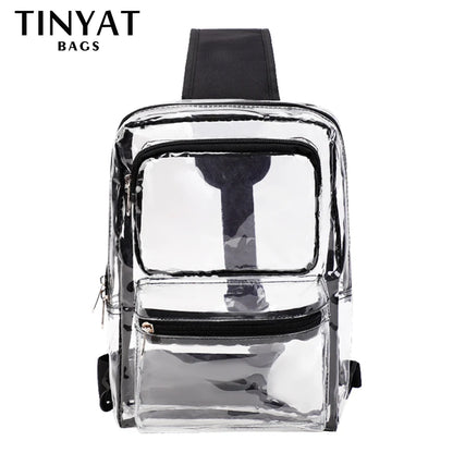 TINYAT Clear PVC Crossbody Sling Bag for Travel & Events