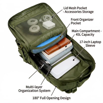 45L Tactical Molle Travel Backpack & Rucksack