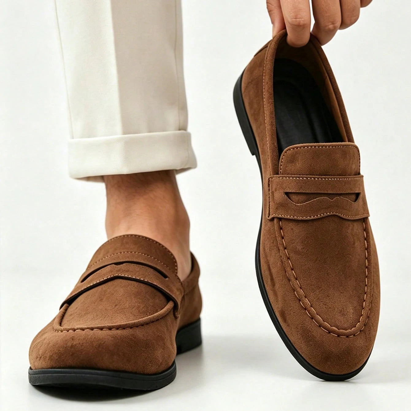 Men's Classic Leather Slip-On Penny Loafers