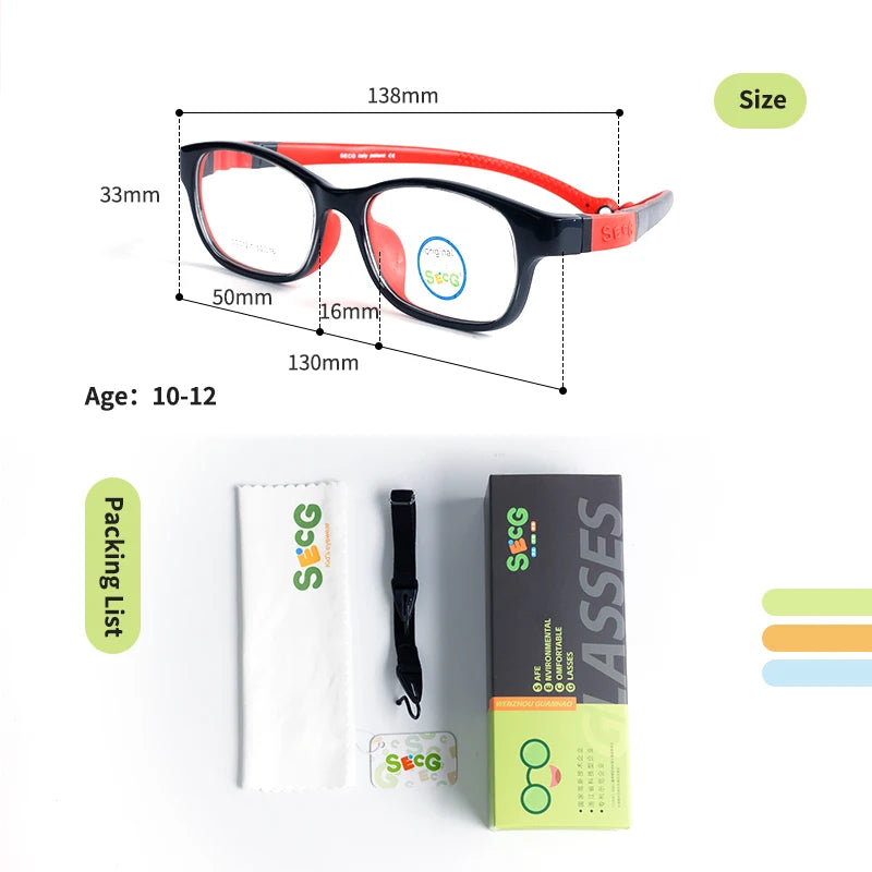 SECG Kids Flexible Silicone Eyeglass Frames - Lightweight TR-90 Sports Glasses