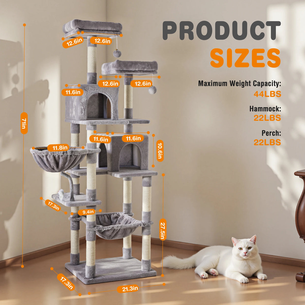 JHK 71-Inch Tall Multi-Cat Climbing Tower & Condo