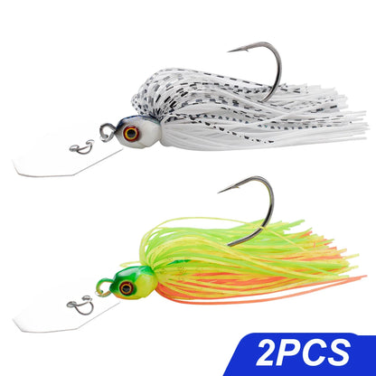 Chatter Weedless Metal Blade Rubber Jig Head Spinner Bait Lures Kit