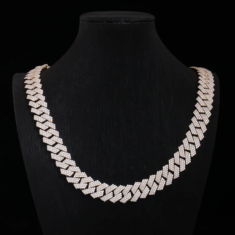 15mm 10K Gold Moissanite Miami Cuban Link Chain
