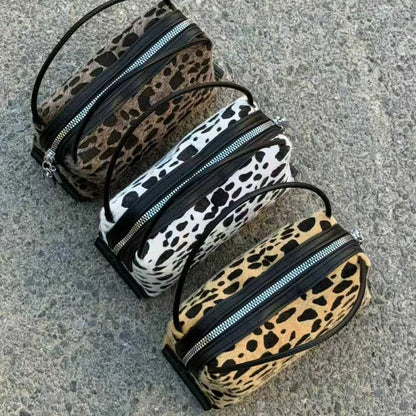 Velvet Patchwork Leopard Print Women's Crossbody Handbag