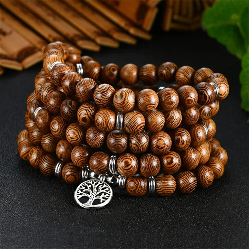 Natural Stone Six Words Mantra Bead Bracelet