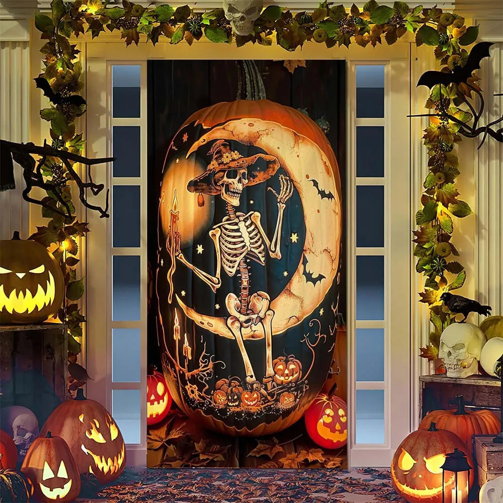 Spooky Ghostly Clown Door Curtain Backdrop