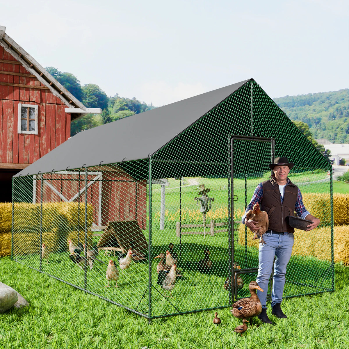 Heavy Duty Outdoor Metal Chicken Coop & Poultry Run