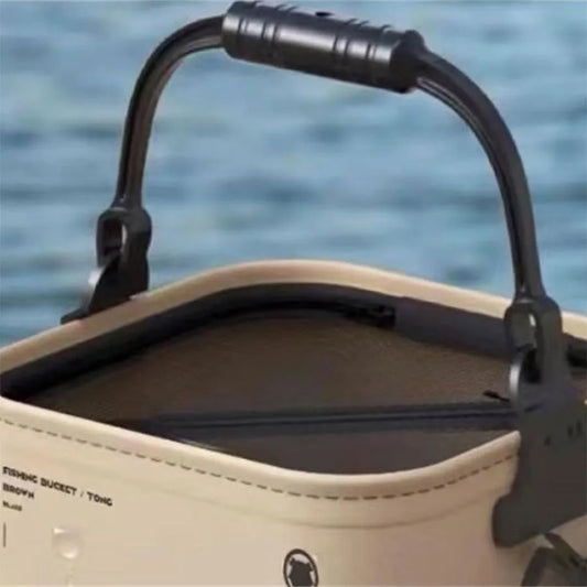 Foldable Live Fish Bucket and Portable Net with Rope