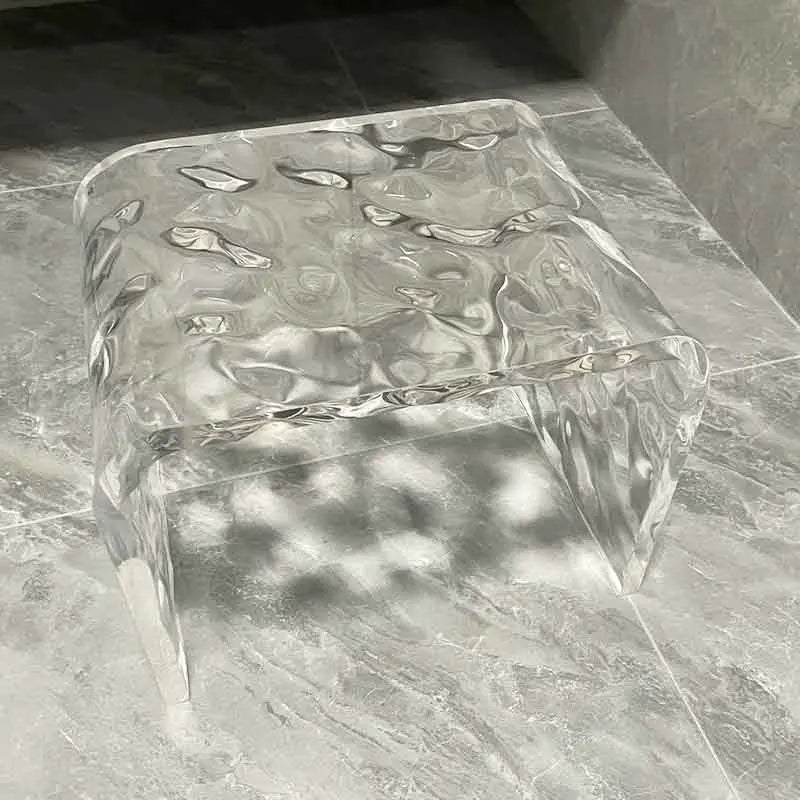 Water Ripple Acrylic Stool & Modern Transparent Footstool