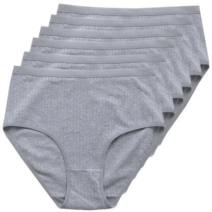 Chen Asta Women's Cotton High-Waist Briefs (6-Pack) - Breathable Plus Size Panties