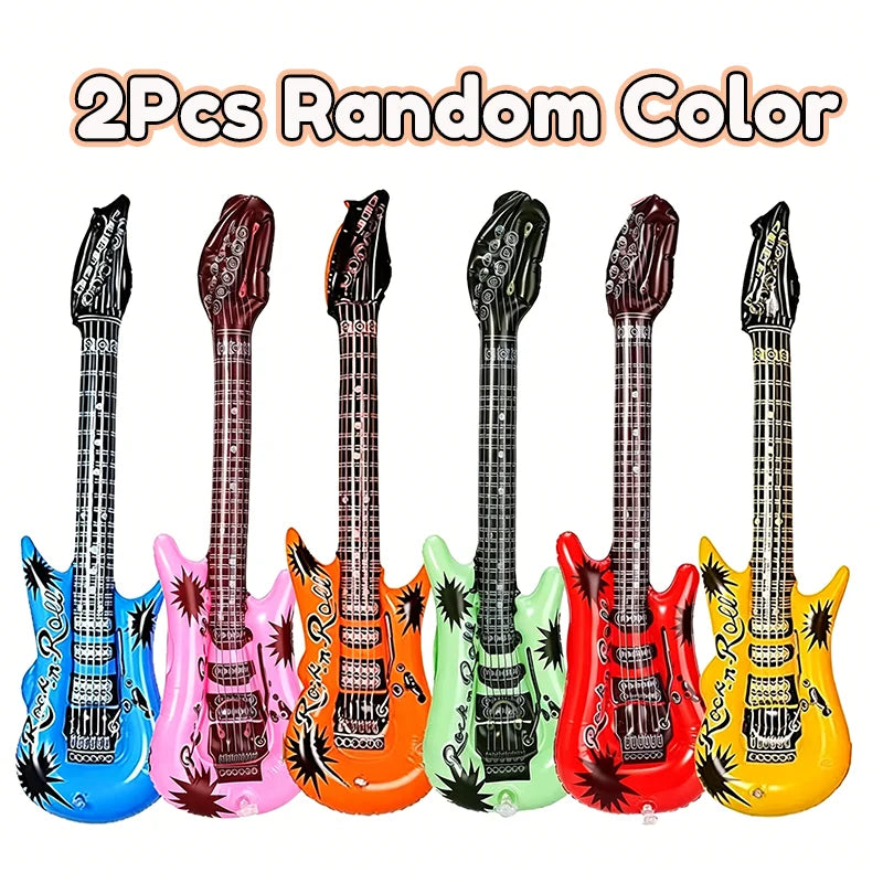 Inflatable Rock Guitar Balloons - PVC Blow-Up Props for Birthday, Karaoke & Concert Parties