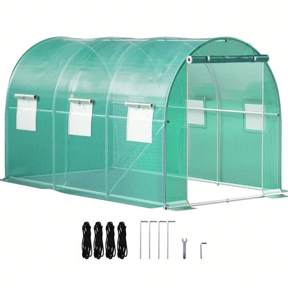Walk-In Tunnel Outdoor Greenhouse with Galvanized Steel Frame