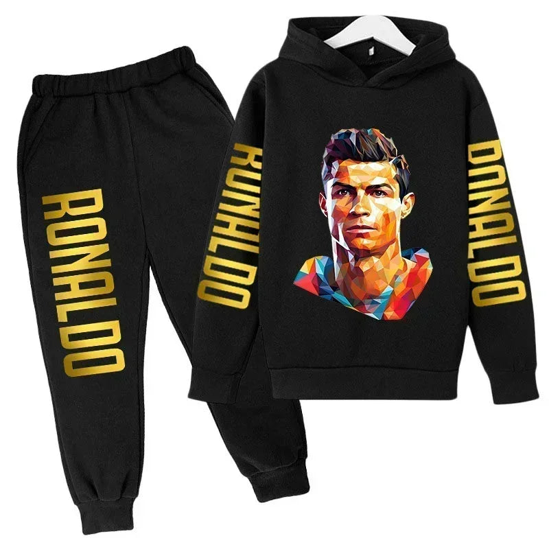 Ronaldo Print Hoodie + Pants Suit Set