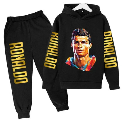 Ronaldo Print Hoodie + Pants Suit Set