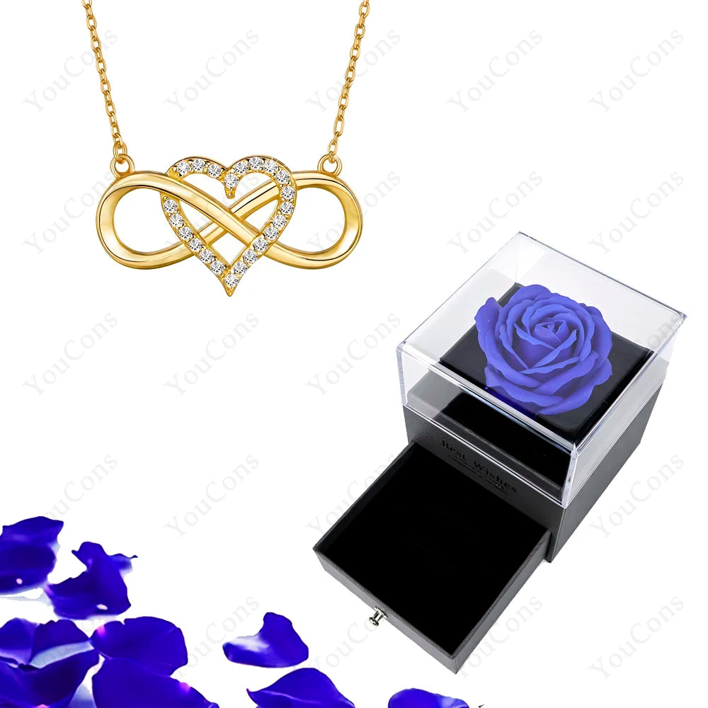 Luxury Heart Pendant Necklace with Rose Gift Box