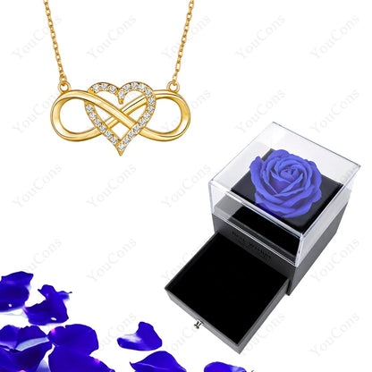 Luxury Heart Pendant Necklace with Rose Gift Box