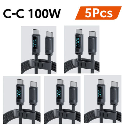 Toocki 100W USB-C to USB-C Fast Charging Cable with LED Digital Display