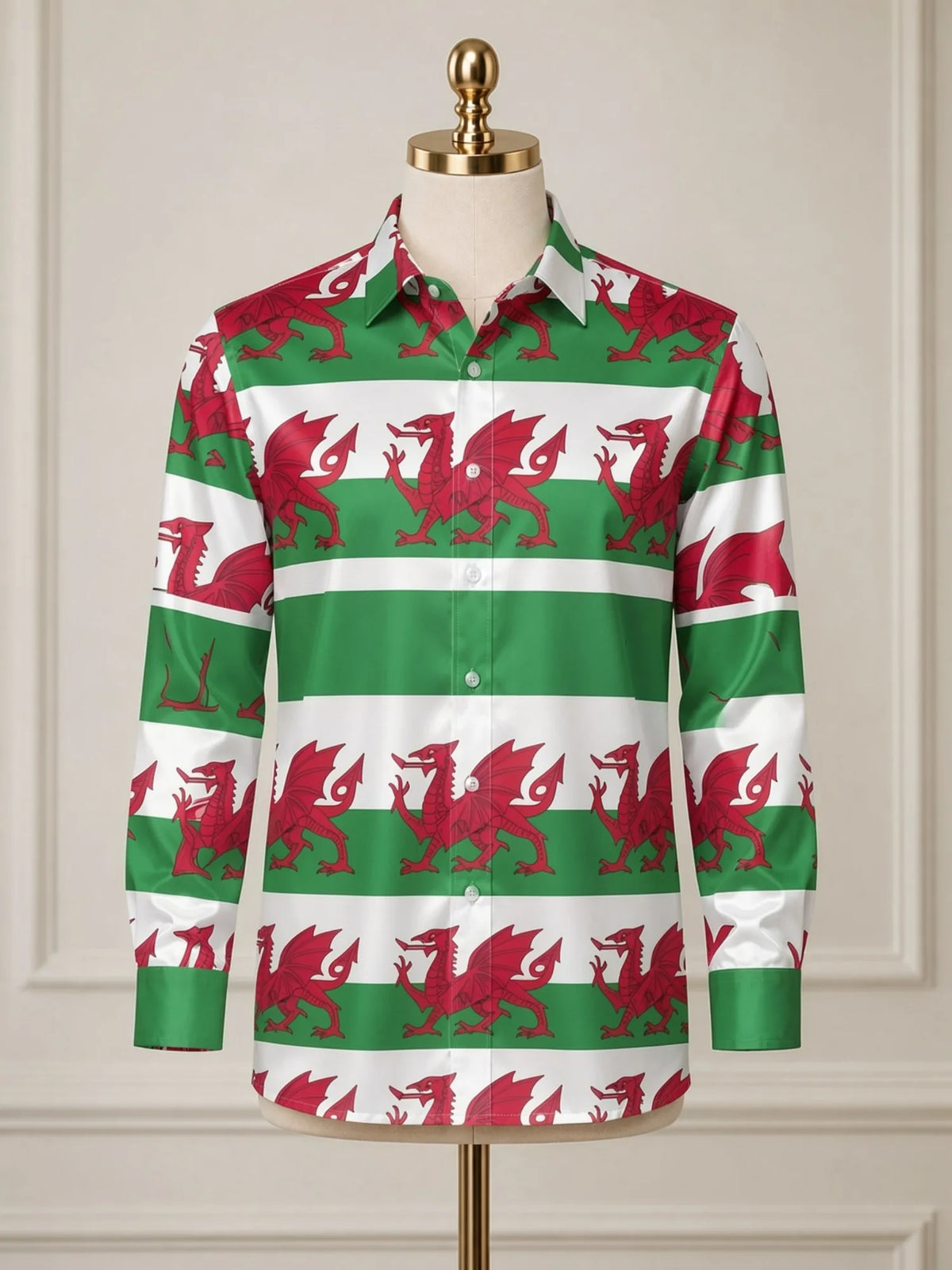 Men's Trendy Satin Long Sleeve Button Down Dress Shirt