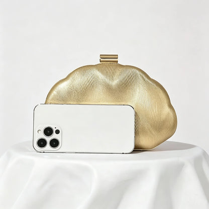 Women's Cloud Shape Gold Evening Clutch Bag
