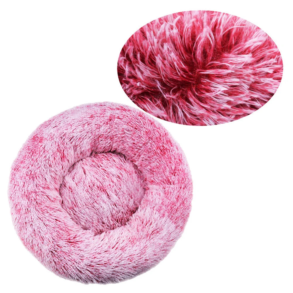 Round Warm Plush Washable Pet Bed