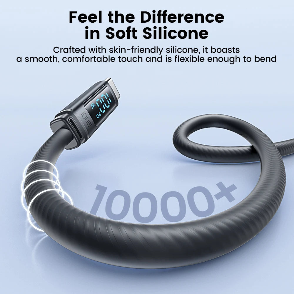 Toocki 100W USB-C to USB-C Fast Charging Cable with LED Digital Display