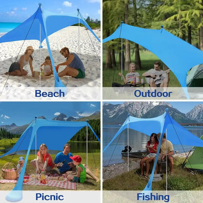 Windproof Pop Up Awning Outdoor Beach Sun Shade