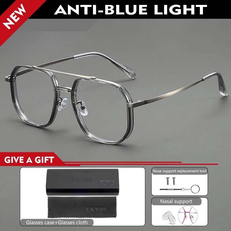 Retro Aviator Anti-Blue Light Glasses with Custom Reading Lenses