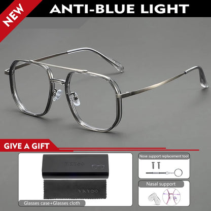Retro Aviator Anti-Blue Light Glasses with Custom Reading Lenses