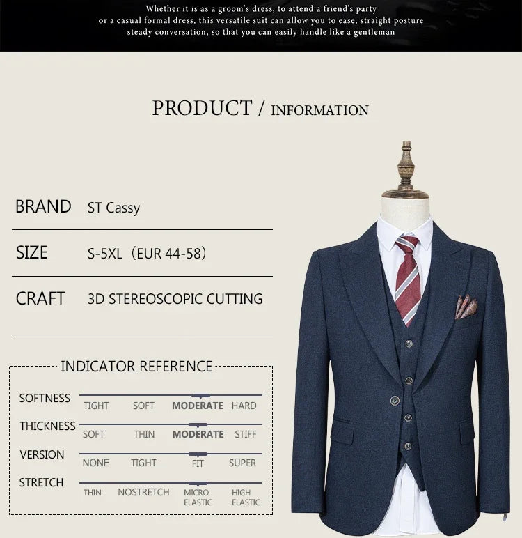 Men's Classic Single-Breasted Formal Suit Set