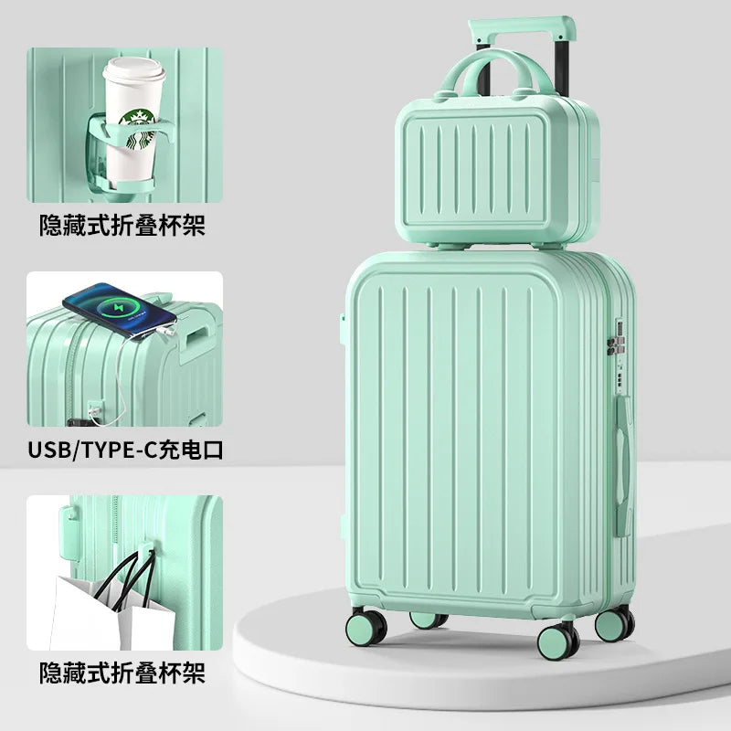 Small Cup Holder Trolley Suitcase