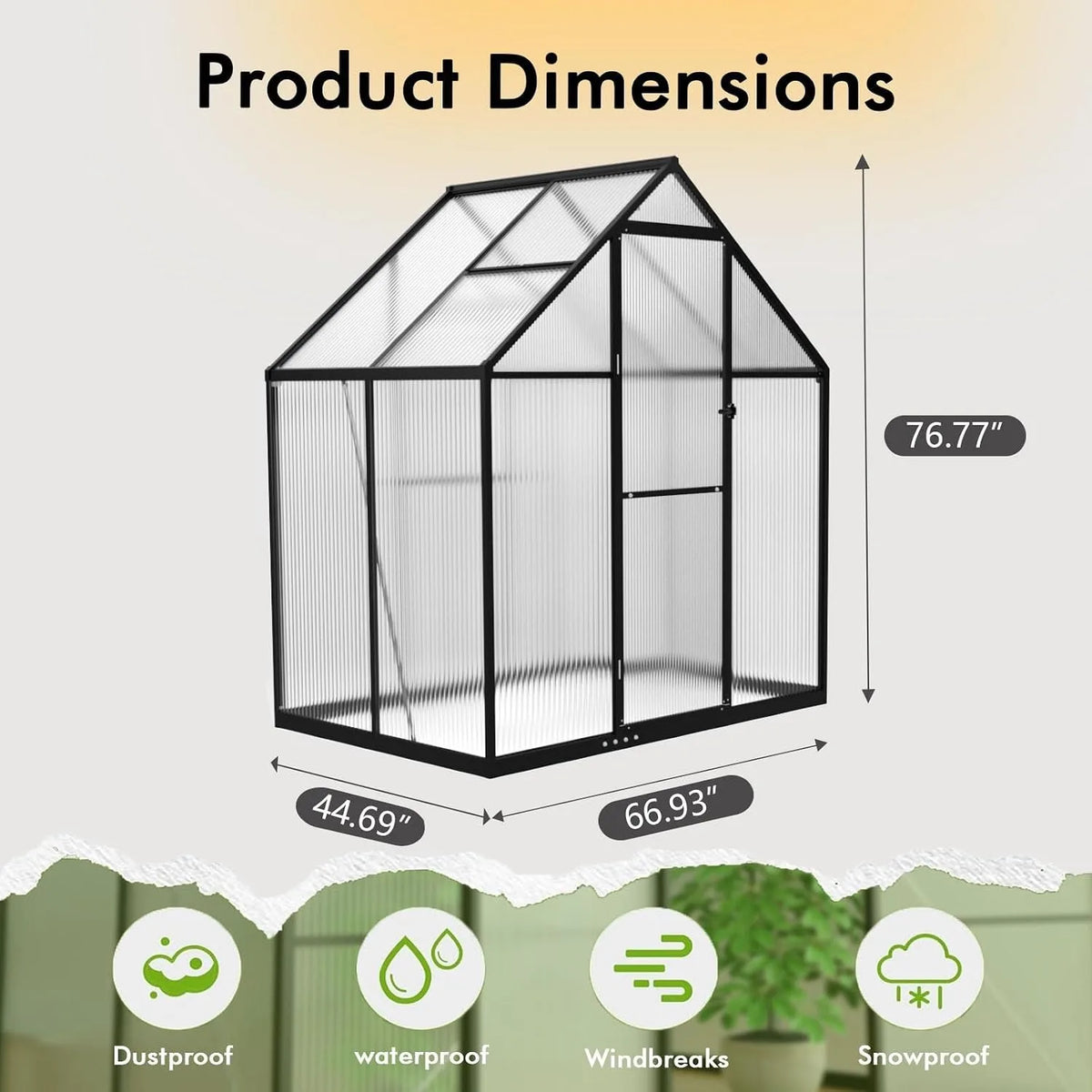 Outdoor Walk-In Polycarbonate Greenhouse with Thermometer