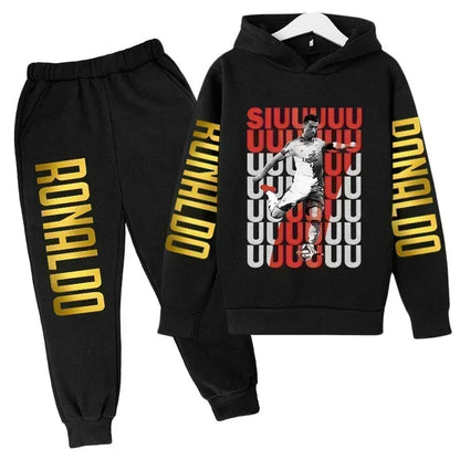 Ronaldo Print Hoodie + Pants Suit Set