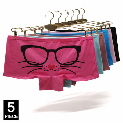 5Pcs Cotton Low Rise Boyshorts