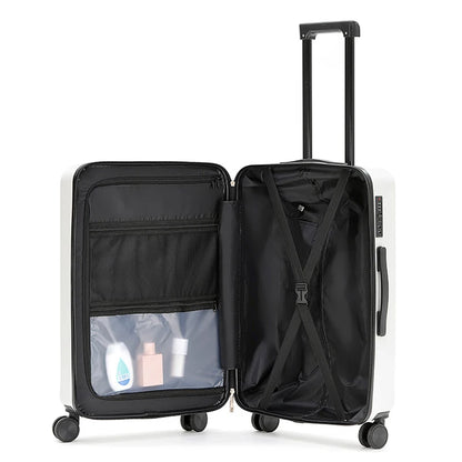 Multi-Functional Silent Wheel Suitcase with USB Charging Port Cup Holder & Practical Hook
