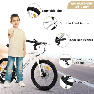 20" Kids 7-Speed Bike with Steel Frame and Dual Disc Brakes