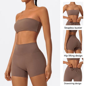 Ctenkevet Two Piece Crop Top and High Waist Shorts Set