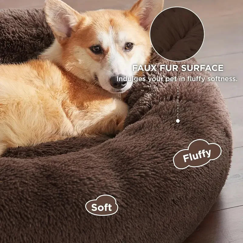 Round Warm Plush Washable Pet Bed