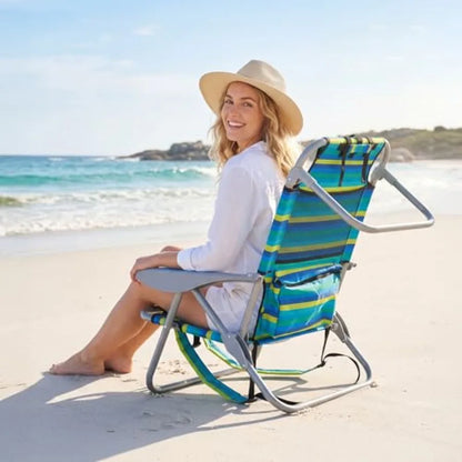Portable Lightweight Beach Chair with 5 Reclining Positions
