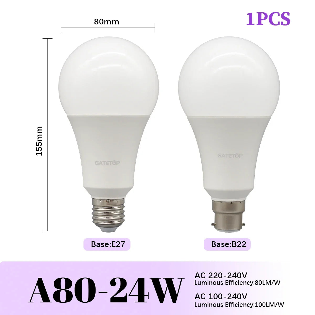High-Efficiency Energy Saving LED Light Bulbs (E27 / B22 Base)