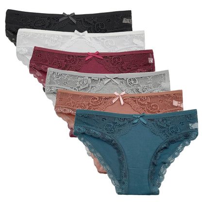 5-Pack Women's Low Rise Cotton Briefs with Lace Trim