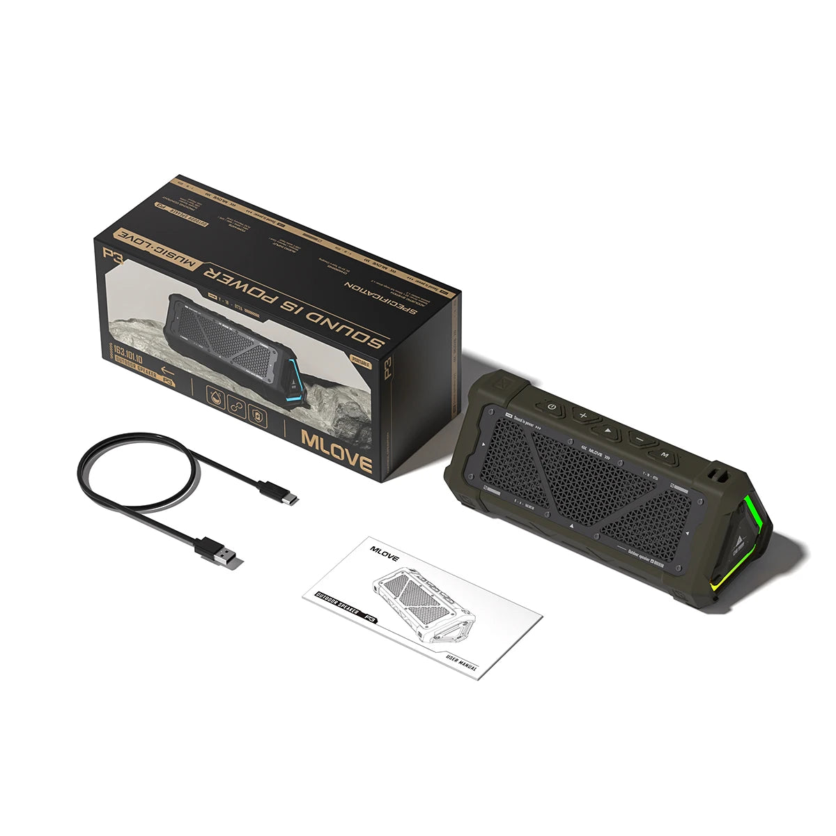 MLOVE P3 40W Portable Outdoor Bluetooth Speaker – IPX7 Waterproof with RGB Lights