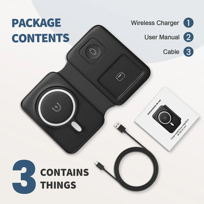 15W Magnetic 3 in 1 Wireless Charger Station