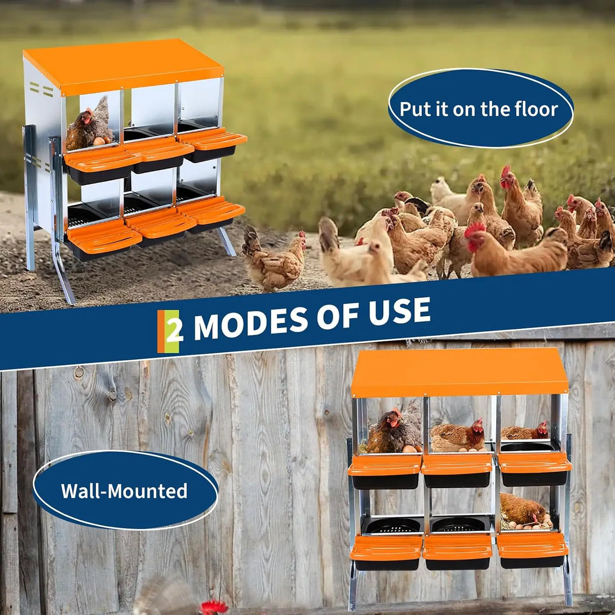 Garvee 6-Compartment Galvanized Chicken Nesting Box