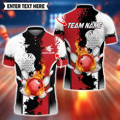 Men's Custom Name Graphic Bowling Polo Shirt
