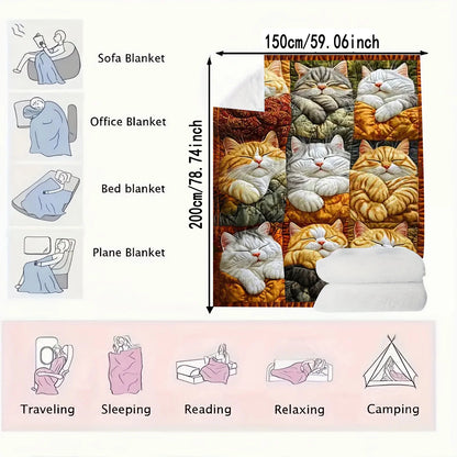 Cute Cat Print Blanket