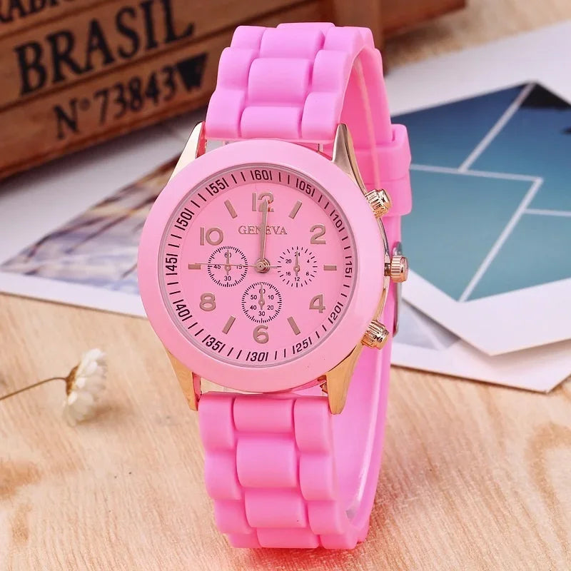 Geneva Ladies Silicone Strap Quartz Wristwatch